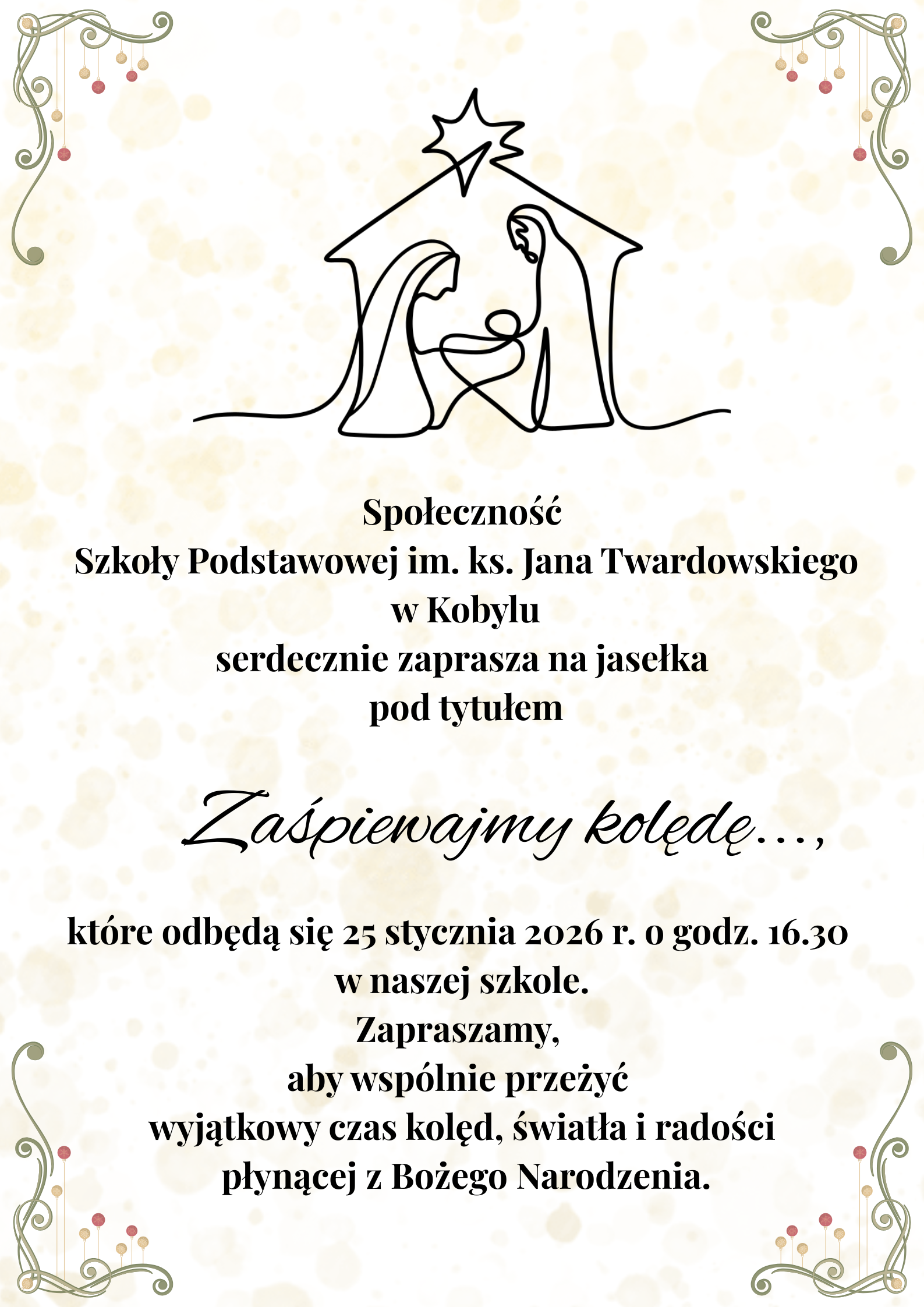 plakat - zaproszenie na jasełka